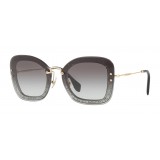 Miu Miu - Miu Miu Reveal with Glitter Sunglasses - Oversize - Anthracite Gradient - Sunglasses - Miu Miu Eyewear