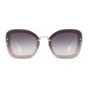 Miu Miu - Miu Miu Reveal with Glitter Sunglasses - Oversize - Grey Gradient - Sunglasses - Miu Miu Eyewear