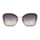 Miu Miu - Miu Miu Reveal with Glitter Sunglasses - Oversize - Grey Gradient - Sunglasses - Miu Miu Eyewear