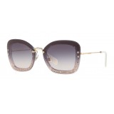 Miu Miu - Miu Miu Reveal with Glitter Sunglasses - Oversize - Grey Gradient - Sunglasses - Miu Miu Eyewear