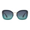 Miu Miu - Miu Miu Reveal with Glitter Sunglasses - Oversize - Blue Turquoise - Sunglasses - Miu Miu Eyewear