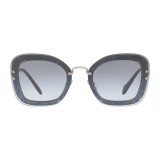 Miu Miu - Miu Miu Reveal with Glitter Sunglasses - Oversize - Blue Denim - Sunglasses - Miu Miu Eyewear