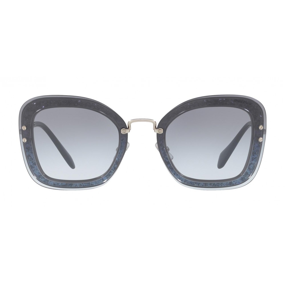 Miu Miu - Miu Miu Reveal with Glitter Sunglasses - Oversize - Blue ...