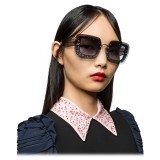 Miu Miu - Miu Miu Reveal with Glitter Sunglasses - Square - Blue Denim - Sunglasses - Miu Miu Eyewear