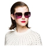 Miu Miu - Miu Miu Reveal with Glitter Sunglasses - Square - Avio Gray - Sunglasses - Miu Miu Eyewear