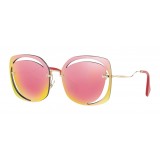 Miu Miu - Miu Miu Scénique with Cut Cut Sunglasses - Flat - Rose Mirrored - Sunglasses - Miu Miu Eyewear