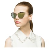 Miu Miu - Miu Miu Noir Sunglasses - Cat Eye with Cut Out Lenses - Green Mirrored - Sunglasses - Miu Miu Eyewear