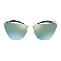 Miu Miu - Miu Miu Noir Sunglasses - Cat Eye with Cut Out Lenses - Green Mirrored - Sunglasses - Miu Miu Eyewear