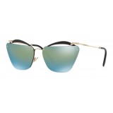 Miu Miu - Miu Miu Noir Sunglasses - Cat Eye with Cut Out Lenses - Green Mirrored - Sunglasses - Miu Miu Eyewear