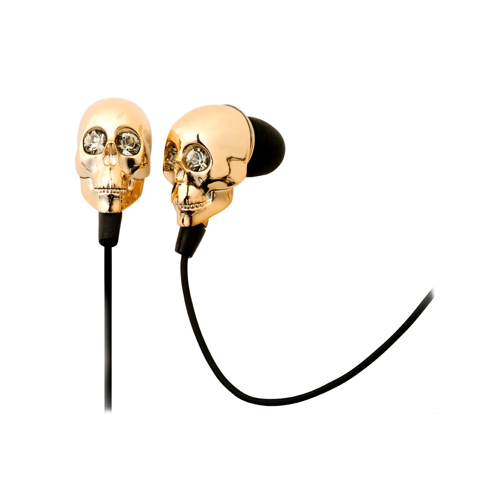 2 Me Style Earphones In Ear Gold Skull Swarovski Crystals Avvenice