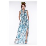 Leda Di Marti - Grampo Long Skirt - Ocean Print - Haute Couture Made in Italy - Luxury High Quality Dress