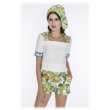 Leda Di Marti - Sowerby Top - White Citrus Print - Haute Couture Made in Italy - Luxury High Quality Dress
