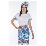 Leda Di Marti - LDM T-Shirt - White Ocean Print - Haute Couture Made in Italy - Luxury High Quality Dress