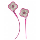 2 ME Style - Earphones In-Ear Pink Flowers Swarovski
