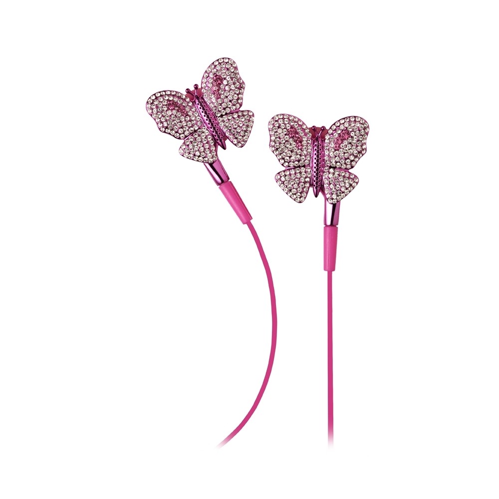 2 ME Style - Auricolari In-Ear Farfalla Rosa Swarovski