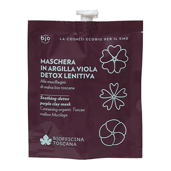 Biofficina Toscana - Maschera in Argilla Viola Detox-Lenitiva - Linea Viso - Cosmetici Bio Vegan