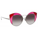 Linda Farrow - Occhiali da Sole Cat Eye 856 C5 - Oro Giallo e Montatura Cremisi Rosa - Linda Farrow Eyewear