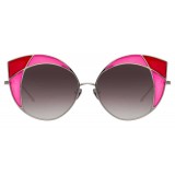 Linda Farrow - Occhiali da Sole Cat Eye 856 C5 - Oro Giallo e Montatura Cremisi Rosa - Linda Farrow Eyewear