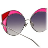 Linda Farrow - 856 C5 Cat Eye Sunglasses - Yellow Gold and Crimson with Pink Frame - Linda Farrow Eyewear