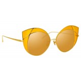 Linda Farrow - Occhiali da Sole Cat Eye 856 C4 - Oro Giallo e Montatura Gialla - Linda Farrow Eyewear