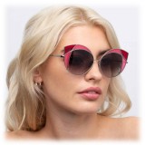 Linda Farrow - 856 C5 Cat Eye Sunglasses - Yellow Gold and Crimson with Pink Frame - Linda Farrow Eyewear