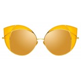 Linda Farrow - Occhiali da Sole Cat Eye 856 C4 - Oro Giallo e Montatura Gialla - Linda Farrow Eyewear