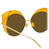 Linda Farrow - Occhiali da Sole Cat Eye 856 C4 - Oro Giallo e Montatura Gialla - Linda Farrow Eyewear