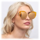 Linda Farrow - Occhiali da Sole Cat Eye 856 C4 - Oro Giallo e Montatura Gialla - Linda Farrow Eyewear