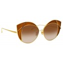 Linda Farrow - 856 C2 Cat Eye Sunglasses - Yellow Gold and Tobacco - Linda Farrow Eyewear