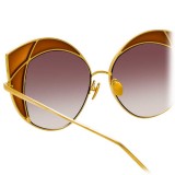 Linda Farrow - 856 C2 Cat Eye Sunglasses - Yellow Gold and Tobacco - Linda Farrow Eyewear