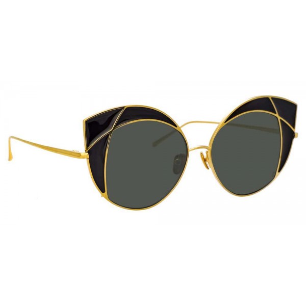 Linda Farrow - 856 C1 Cat Eye Sunglasses - Yellow Gold and Translucent Black - Linda Farrow Eyewear