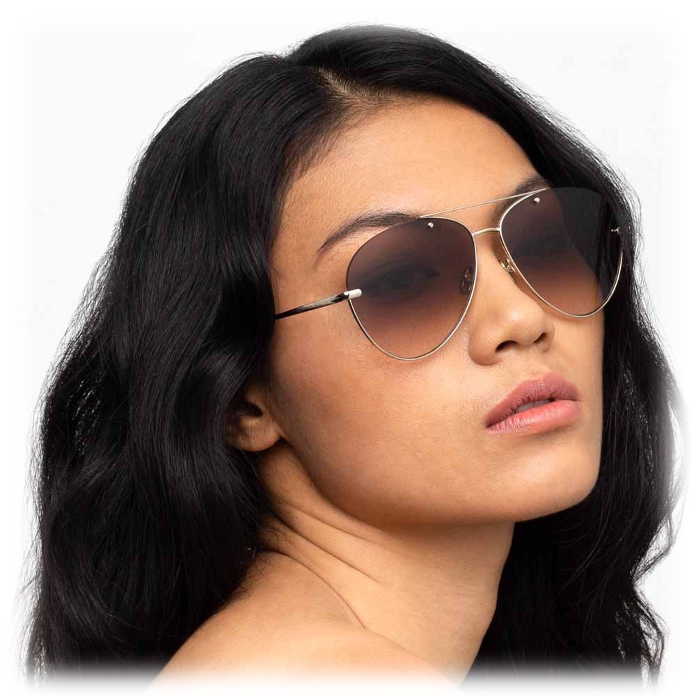 Linda Farrow - 859 C6 Aviator Sunglasses - Light Gold - Linda Farrow 