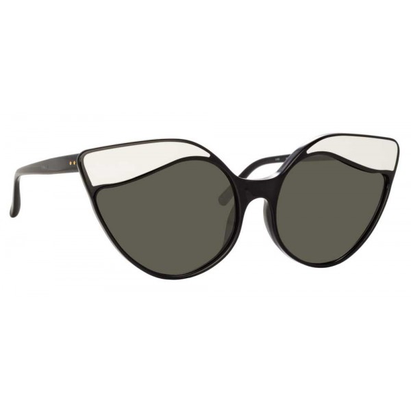 Linda Farrow - Occhiali da Sole Cat Eye 871 C1 - Nero Bianco - Linda Farrow Eyewear