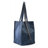 Garage par Reveil - Aria Bag - Borsa in Pitone - Blu - Handmade in Italy - Accessorio di Alta Qualità Luxury