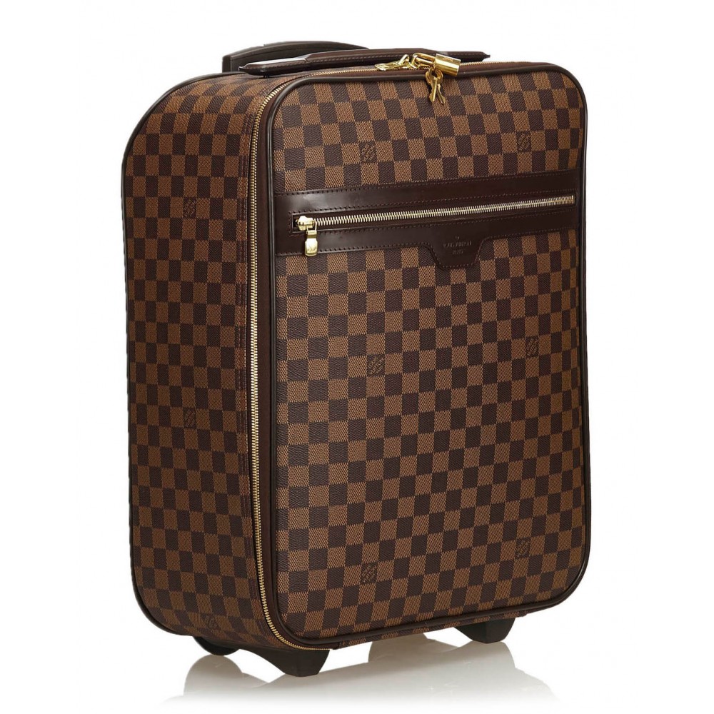 Louis Vuitton Vintage - Damier Ebene Pegase 50 Trolley - Brown - Leather Trolley - Luxury High ...