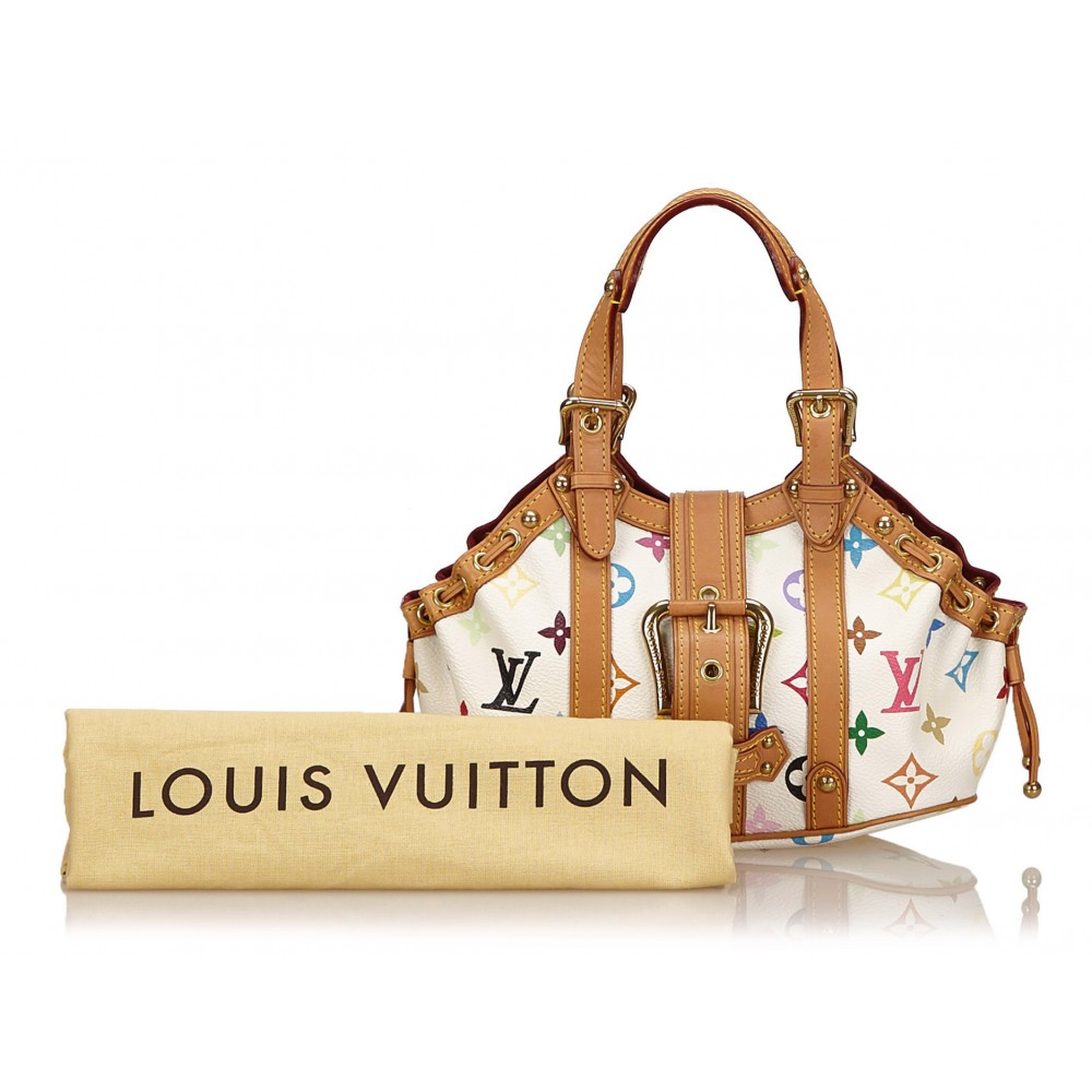 Louis Vuitton White/Multi-Color Leather/Canvas LV Monogram Theda