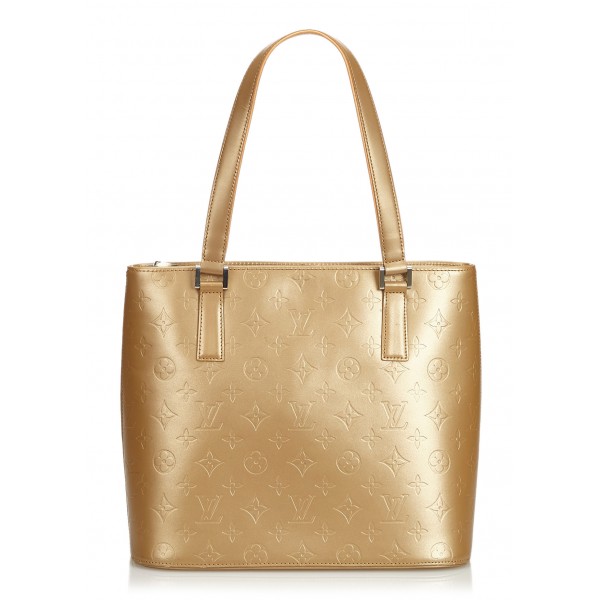 Louis Vuitton Vintage Monogram Matt Stockton Bag Gold Brown Vernis Leather Handbag Luxury High Quality