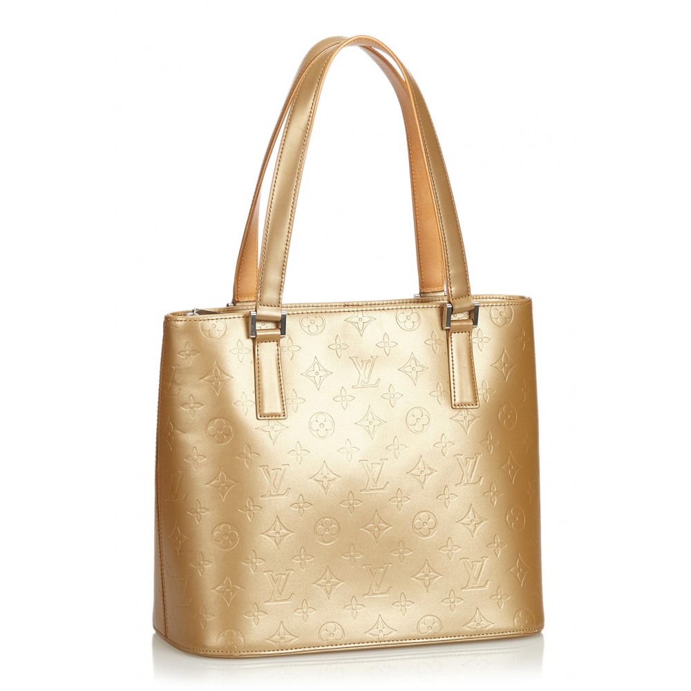 Louis Vuitton Gold Monogram Vernis Mat Stockton Zip Tote Bag 38L26a