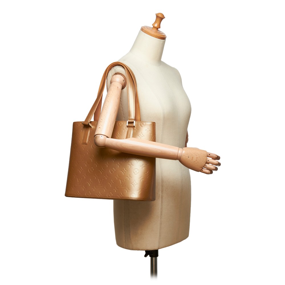 Louis Vuitton Gold Mat Vernis Leather Monogram Logo Sutter Shoulder Bag Y2K