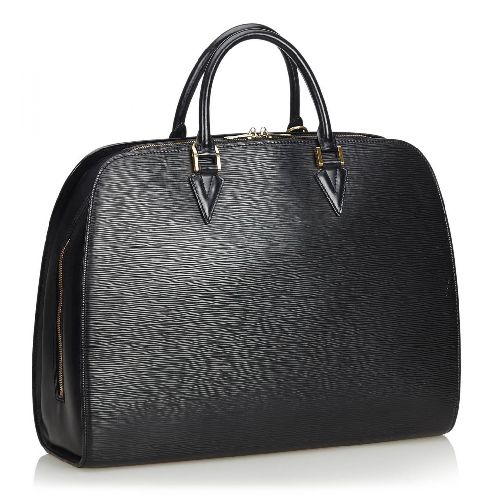 Vintage 00s Black Wood Grain Leather Handbag By Louis Vuitton