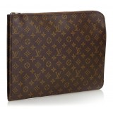Louis Vuitton Vintage - Monogram Poche Documents Portfolio Bag - Marrone - Borsa in Pelle e Tela - Alta Qualità Luxury