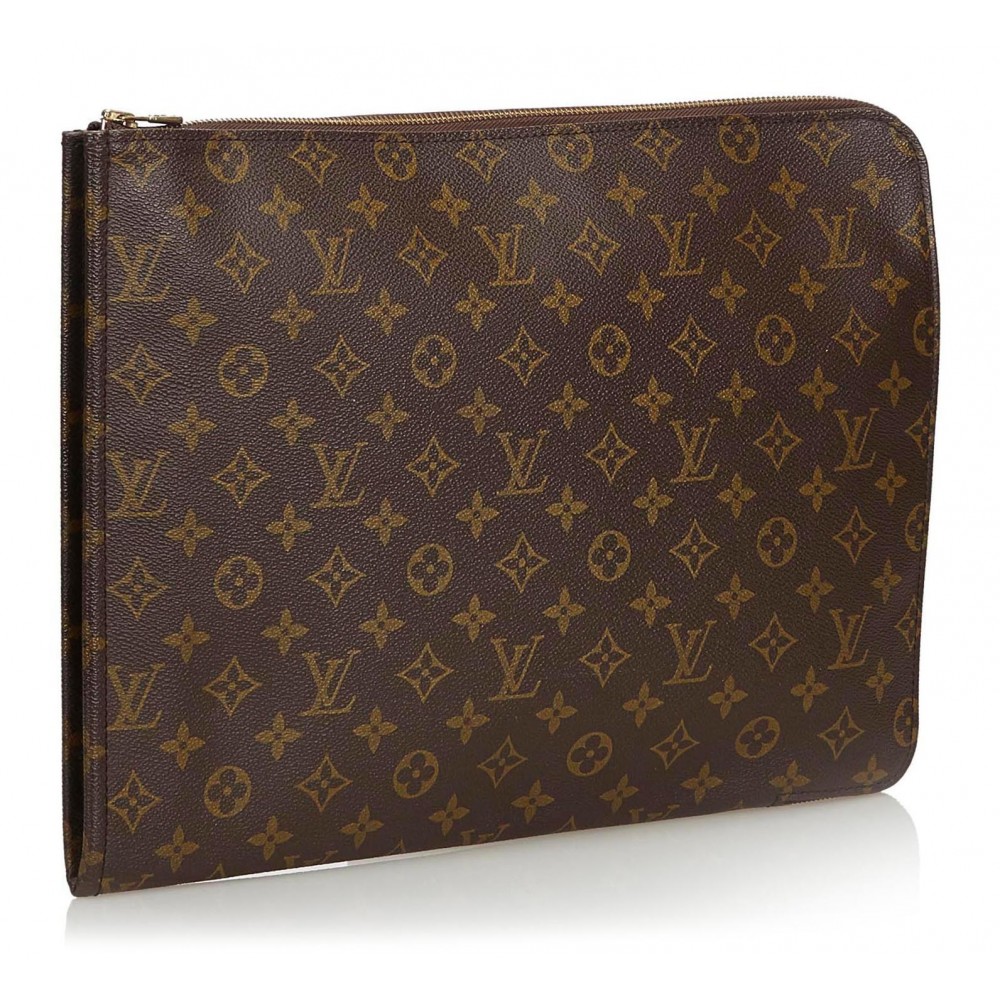 Louis Vuitton Vintage - Monogram Poche Documents Portfolio Bag - Brown - Canvas and Leather ...