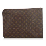 Louis Vuitton Vintage - Monogram Poche Documents Portfolio Bag - Marrone - Borsa in Pelle e Tela - Alta Qualità Luxury
