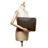 Louis Vuitton Vintage - Monogram Poche Documents Portfolio Bag - Marrone - Borsa in Pelle e Tela - Alta Qualità Luxury