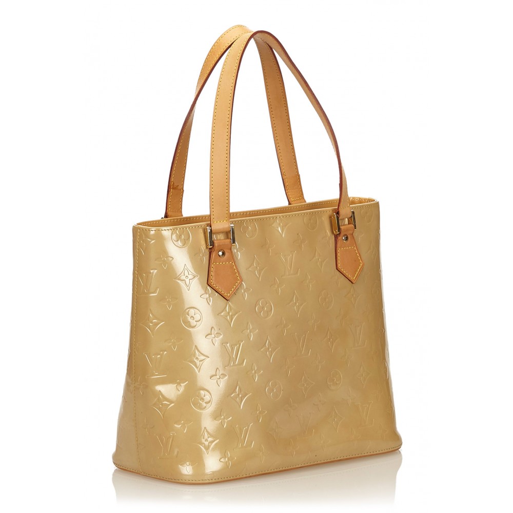 Authentic Louis Vuitton LV Hand Bag Houston Golden Lime Vernis