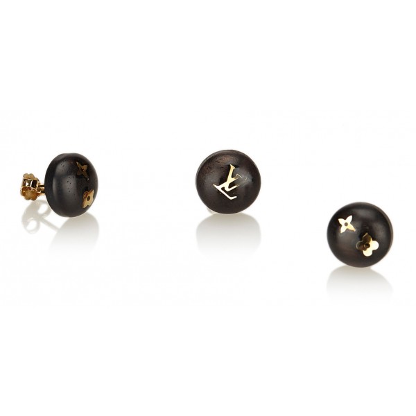 Louis Vuitton Vintage - 3 pc Set Monogram Earrings - Brown Gold - Wood - LV Earrings - Luxury ...