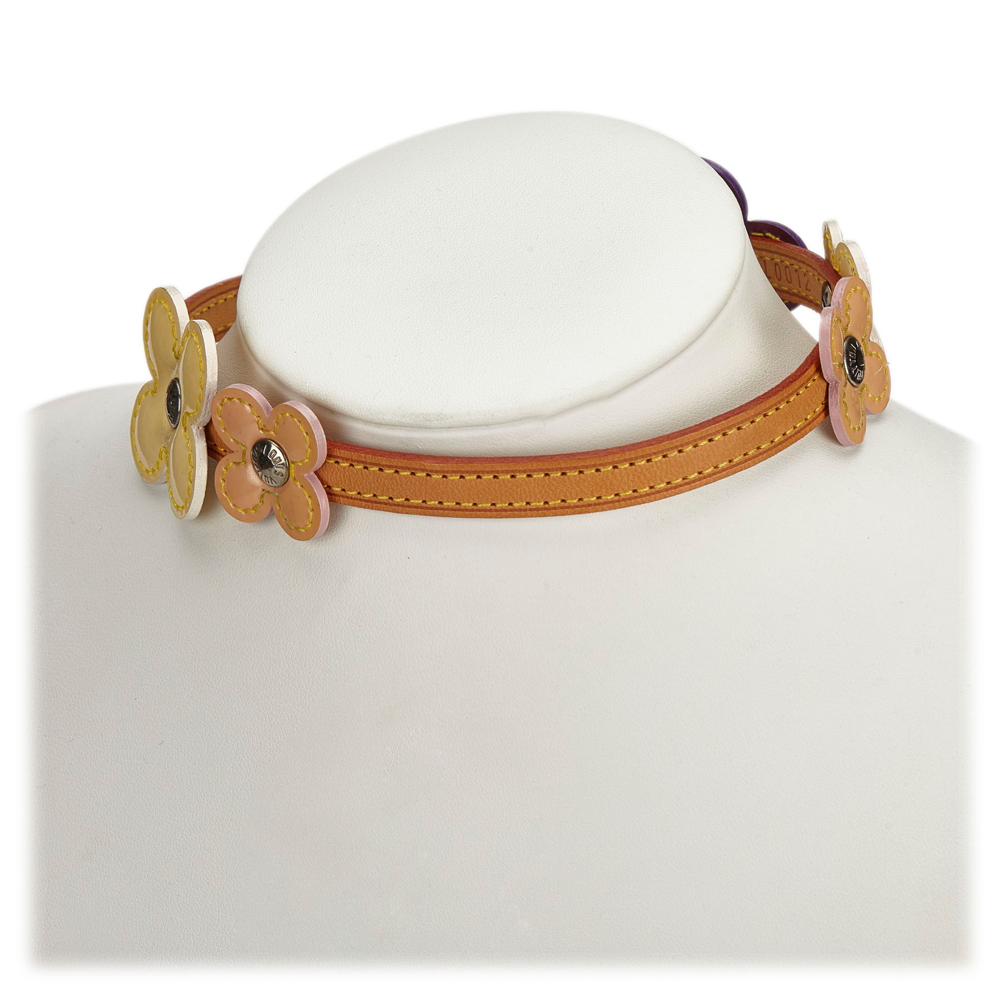 Louis Vuitton Style Enameled Fleur Long Layered Necklace