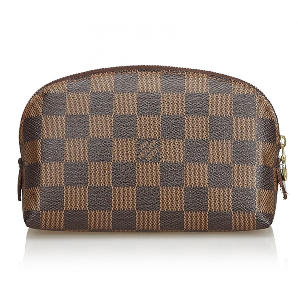 Louis Vuitton Vintage - Damier Ebene Cosmetic Pouch - Brown - Damier Canvas and Leather Handbag ...