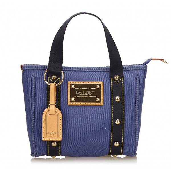 Louis Vuitton Vintage - Antigua Cabas PM Bag - Blu Nero - Borsa in Pelle e Tela - Alta Qualità Luxury