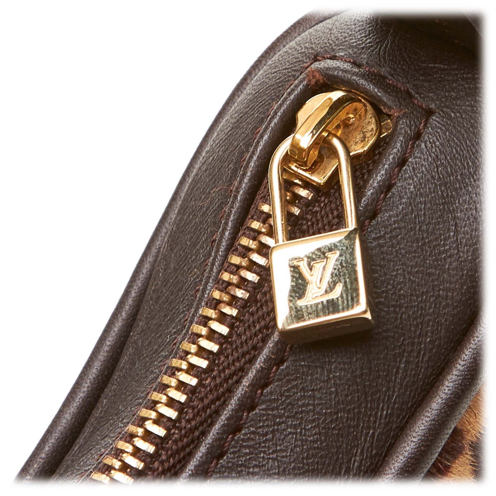 Louis Vuitton N63026 Brown Damier Tiger Illustration Zipper Round